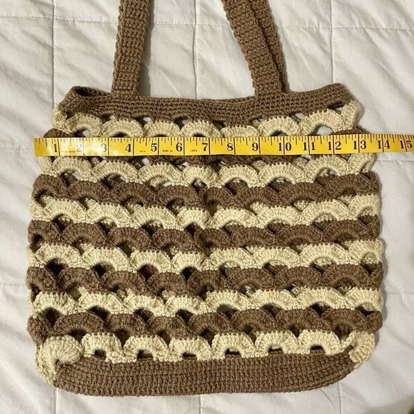 COPY - Retro Crochet Tote Shoulder Bag Handmade Medium Bag 12x12 Purse Bohemian… - Picture 3 of 6